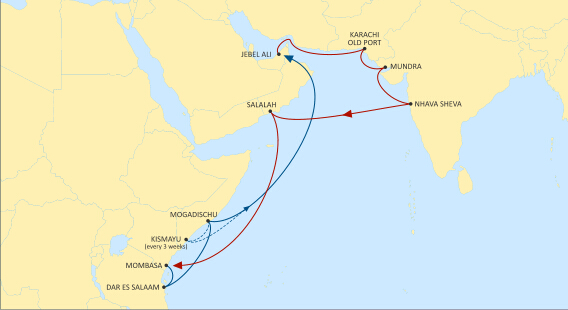 地中海航运MEXI环线挂靠青岛港