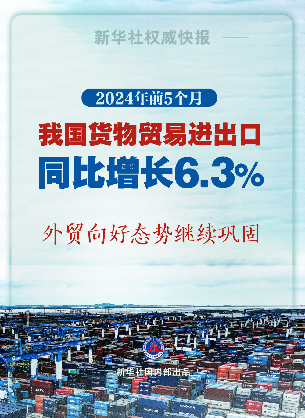 5月我国货物贸易进出口同比增长8.6%