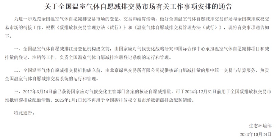 全国温室气体自愿减排交易“满月”观察
