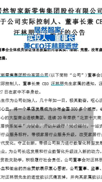 居然智家：王宁担任董事长并兼任CEO